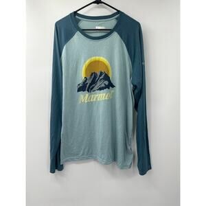 Marmot Mens Mountain Outdoors Raglan Long Sleeve‎ Tee Blue Shale/Moonriver Sz XL